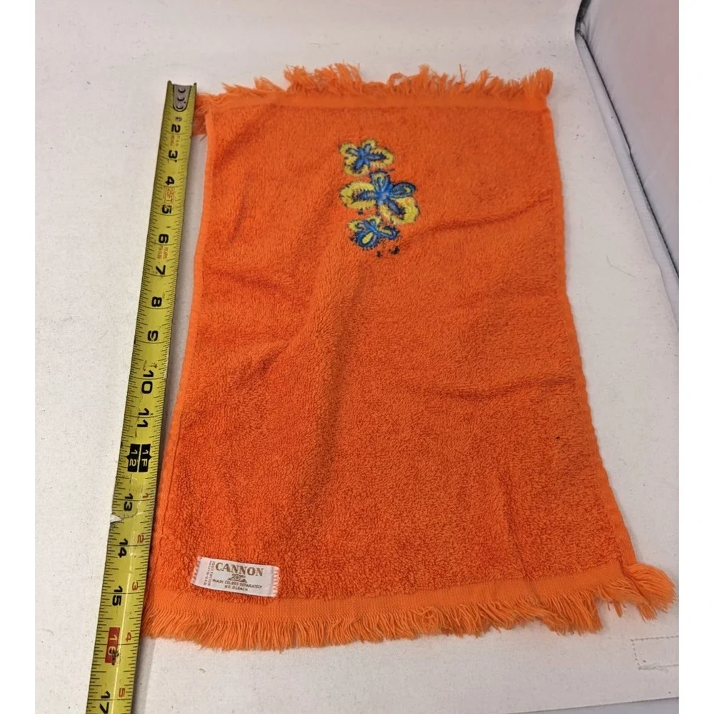 Vintage Groovy Orange Butterfly 6pc Towel Set Cannon JC Penney Utica Rare